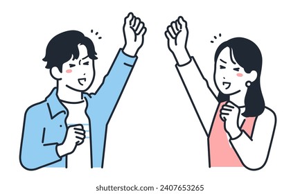 Simple vector illustration material of a happy young man and woman