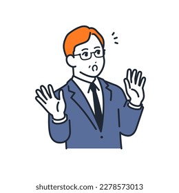 A simple vector illustration material of a middle-aged businessman who is surprised