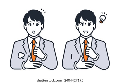 Simple vector illustration material of a satisfied man student