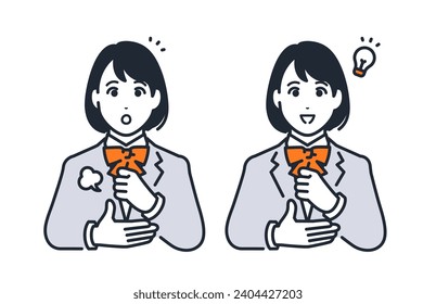 Simple vector illustration material of a satisfied woman student