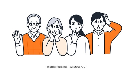 Simple vector illustration material of surprised family