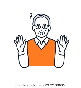 Simple vector illustration material of a surprised senior man