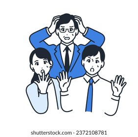 Simple vector illustration material of three surprised business people