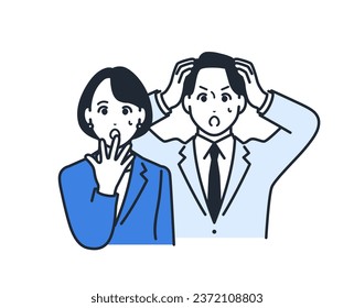 Simple vector illustration material of two business people turning pale