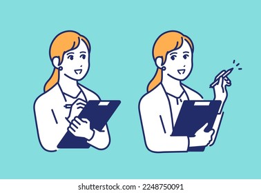 Simple vector illustration material of a woman doing a hearing