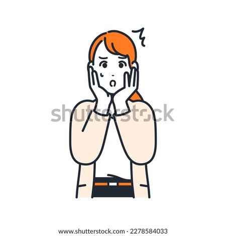 Simple vector illustration material of a woman in a young suit who is shocked