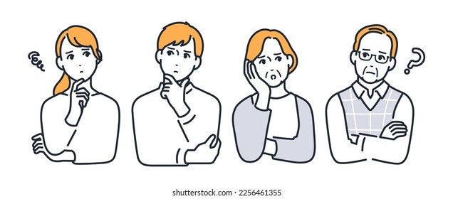 Simple vector illustration material of a worried family