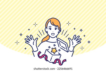 Simple vector illustration material of a young woman who grabs a chance