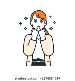 A simple vector illustration material of a young suit woman who is excited with shining eyes