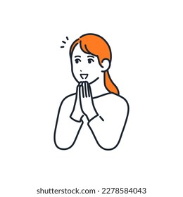 A simple vector illustration material of a young woman who admires