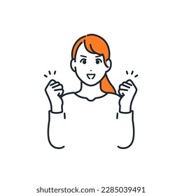 Simple vector illustration material of a young woman doing a guts pose