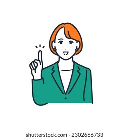 Simple vector illustration material of a young business woman explaining with a smile