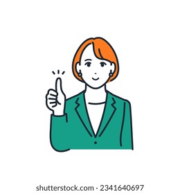 A simple vector illustration material of a young business woman who makes a good sign with a smile