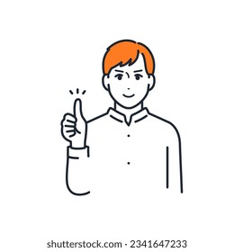 A simple vector illustration material of a young man who makes a good sign with a smile