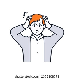 Simple vector illustration material of a young man in a hurry
