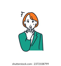 A simple vector illustration material of a young business woman who is surprised