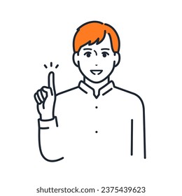 Simple vector illustration material of a young man explaining by pointing