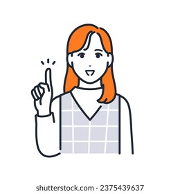 Simple vector illustration material of a young woman explaining by pointing