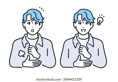 Simple vector illustration material of a young man in casual clothes