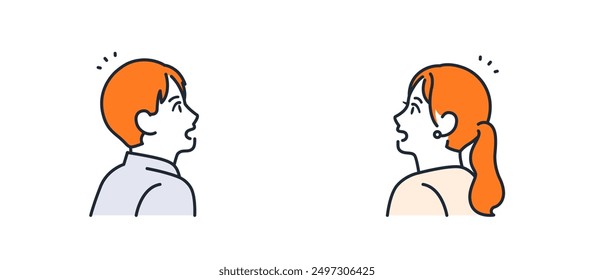 Simple vector illustration material of a young office worker who notices