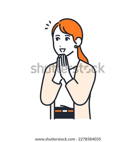 A simple vector illustration material of a young business woman who admires
