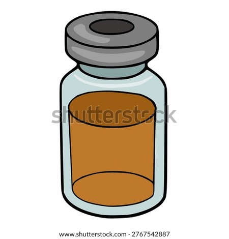 Simple vector illustration of a medical vial with brown liquid and a grey cap