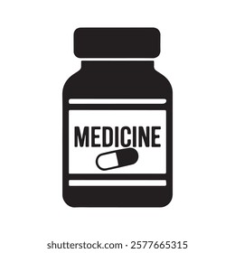 Simple Vector Illustration of a Medicine Bottle