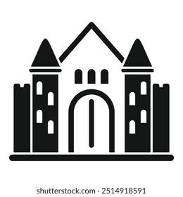 Ilustración vectorial sencilla de un castillo medieval con altas torres