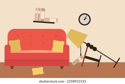 simple vector illustration mess with sofa in room