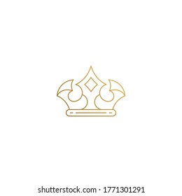 Einfache Vektorgrafik der minimalen grafischen Logo-Design-Vorlage von eleganten königlichen Kronen handgezeichnet mit dünnen goldenen Linien