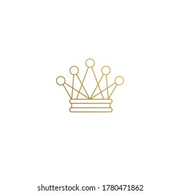 Simple vector illustration of minimal outline graphic logo design template of elegant royal crown hand drawn with thin golden lines