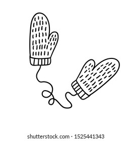 Simple vector illustration of mittens. Hand-drawn illustration of mittens.