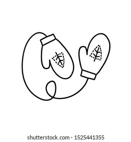 Simple vector illustration of mittens. Hand-drawn illustration of mittens.