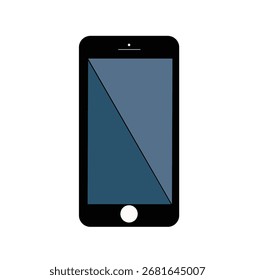 Ilustración vectorial simple de un teléfono inteligente moderno con una pantalla en blanco aislado sobre fondo blanco. Diseño de icono de teléfono móvil mínimo para tecnología, comunicación y conceptos de dispositivo digital.