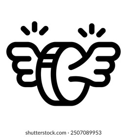 Simple vector illustration of money flying with wings, representing fast and easy loan approval