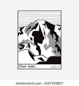 simple vector illustration of Mont Blanc mountain. Suitable for various graphic design projects, such as branding, posters, and visual content that requires natural elements.