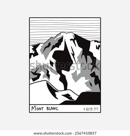 simple vector illustration of Mont Blanc mountain. Suitable for various graphic design projects, such as branding, posters, and visual content that requires natural elements.