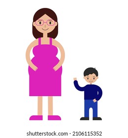 simple vector illustration mother with boy