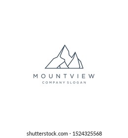 Simple Vector Illustration - Mountain Icon Logo With Line Style Design Template. Minimalist, Modern, Clean