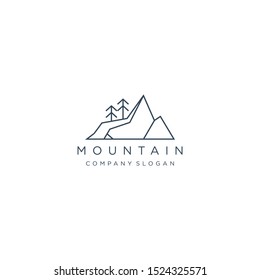 Simple Vector Illustration - Mountain Icon Logo With Line Style Design Template. Minimalist, Modern, Clean