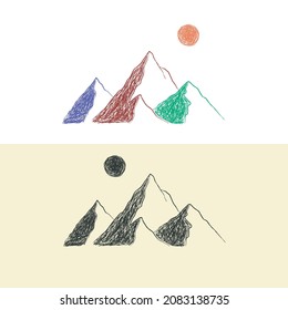 simple vector illustration of mountains in hand drawn style