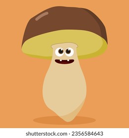 simple vector illustration mushroom with eyes