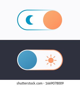 Simple vector illustration of the night and day mode switch buttons with flat sun and moon icons. UI elements for mobile apps and web 