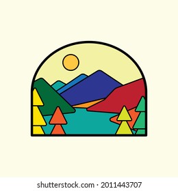 Simple vector illustration of North Cascades National Park in mono line style for badges, emblems, patches, t-shirts, etc.