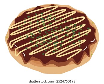 Simple vector illustration of okonomiyaki.