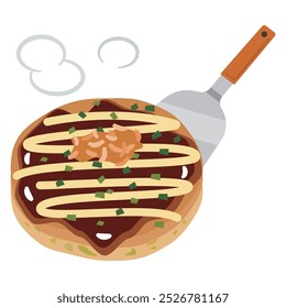 Ilustração vetorial simples de okonomiyaki.
