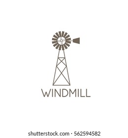 simple vector illustration of old farm windmill