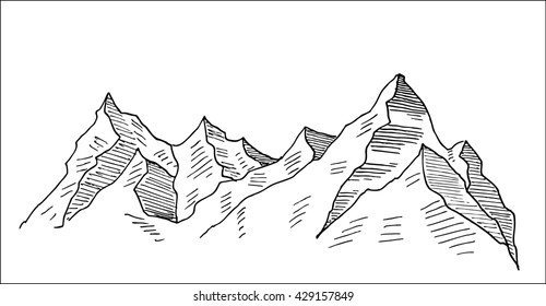 simple vector illustration on the theme of mountaineering hand drawn sketch 