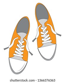 Simple vector illustration on white background of a pair of yellow sneakers