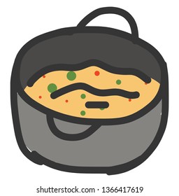 Simple vector illustration on white background of a saucepan